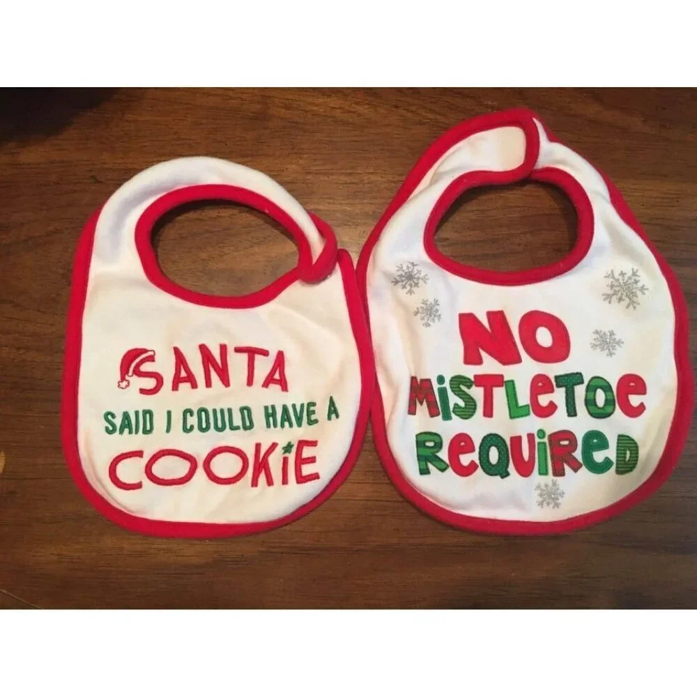 Christmas Bibs Holiday 2 Pack Baby Toddler Funny Cute Gift Family